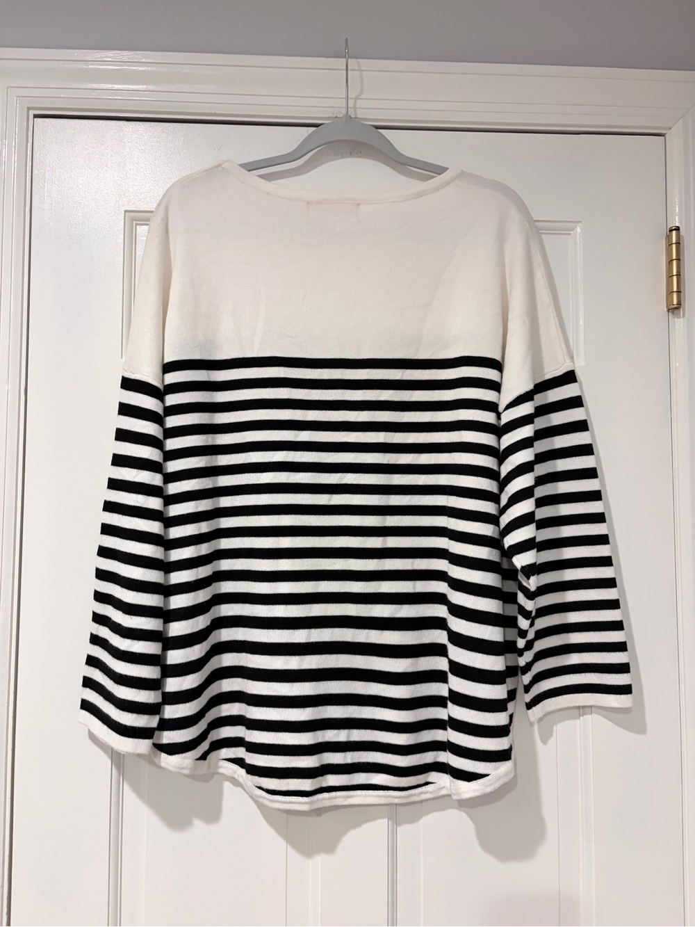 Philosophy Woman 2X Black White Striped Heart Sweater Top Plus Size - Picture 2 of 8